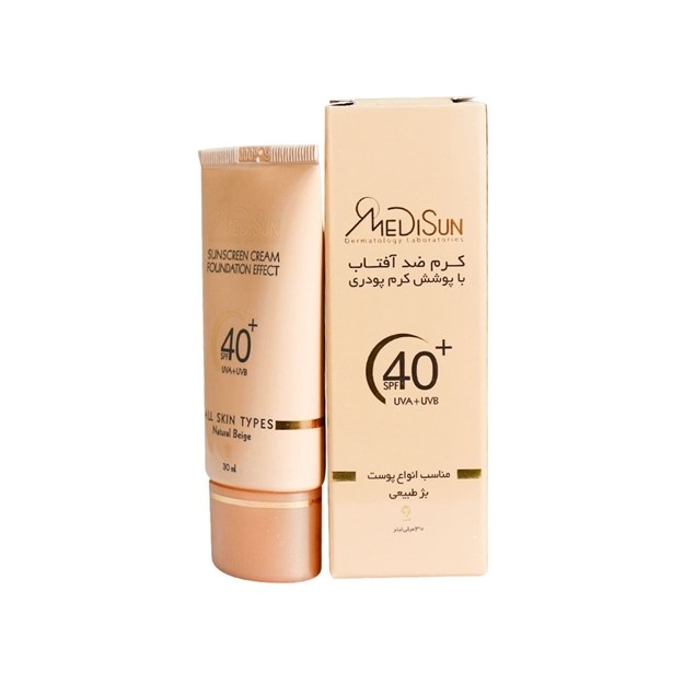 کرم ضد آفتاب SPF 40 با پوشش کرم پودری بژ طبیعی مدیسان MEDISUN TINTED SUNSCREEN CREAM ALL SKINS SPF40