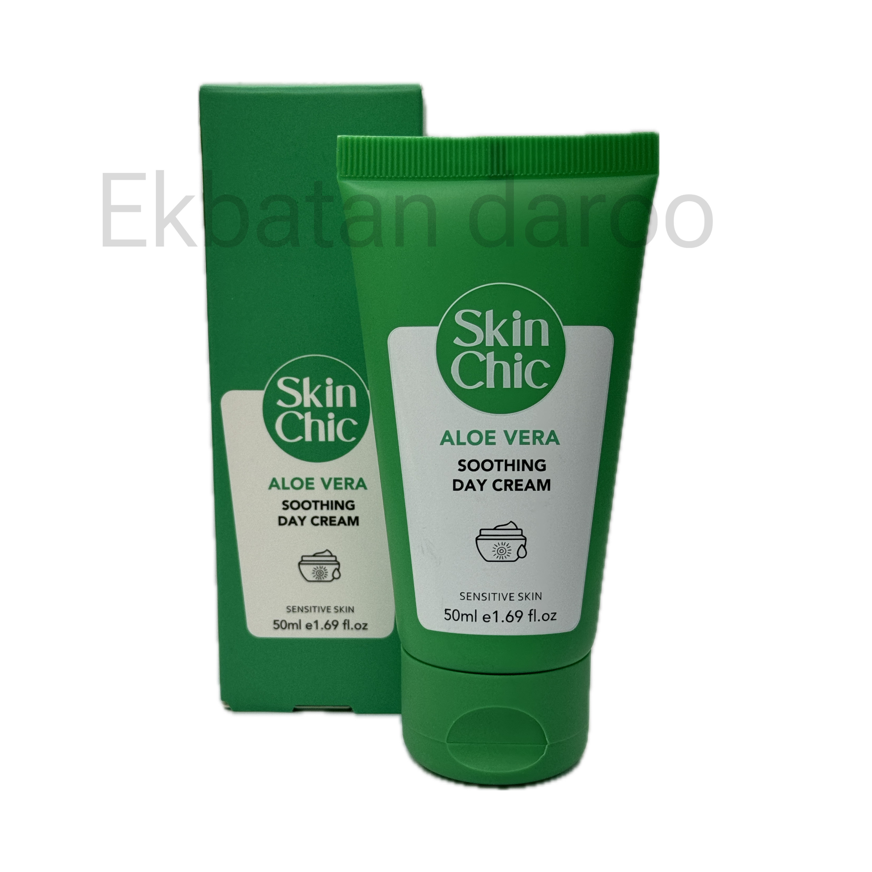 کرم مرطوب کننده و التیام بخش مناسب پوست حساس حاوی الوئه ورا اسکین شیک SKIN CHIC ALOE VERA MOISTURIZING CREAM