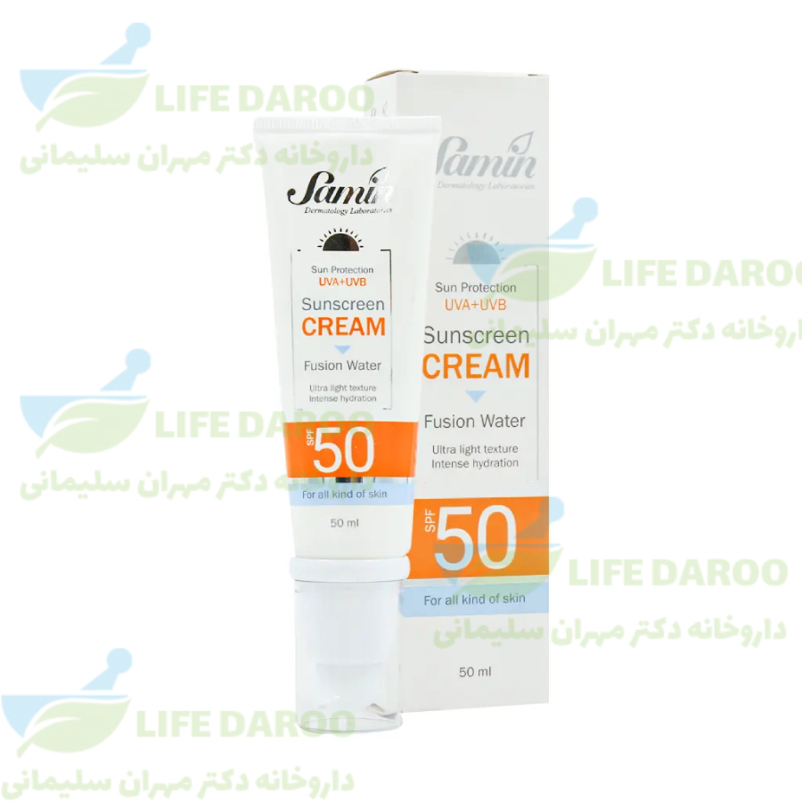 کرم ضد آفتاب فیوژن واتر انواع پوست SPF50 ثمین